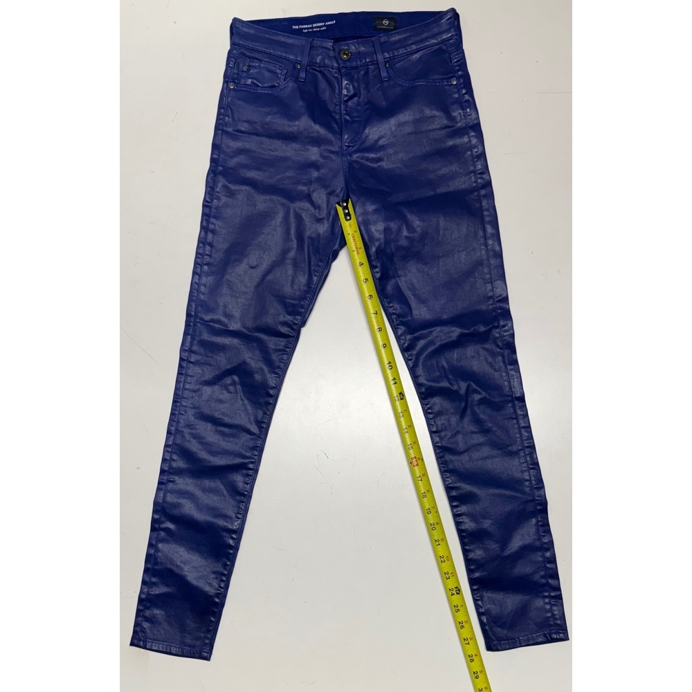 AG‎ Adriano Goldschmied Farrah Skinny Ankle Blue Wax Coated Jeans 26R High Rise